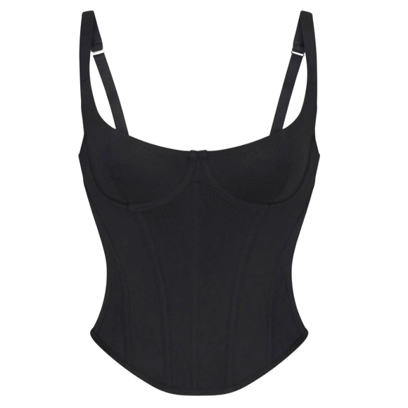 NWT SKIMS Cotton Corset Bustier Top Soot